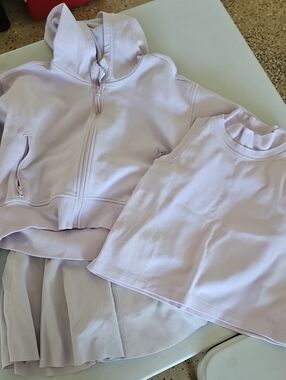 Kids Lavender Hoodie + Tank Set - Soft Lilac Active Top